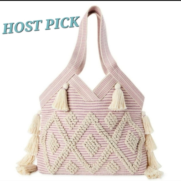 Twig & Arrow Handbags - Twig & Arrow lilac woven tassel bag